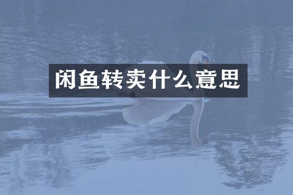 闲鱼转卖什么意思