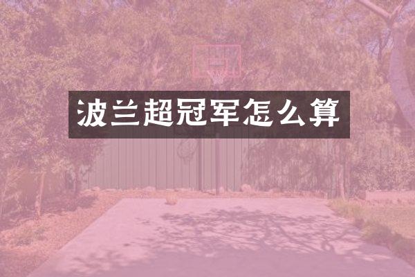 波兰超冠军怎么算