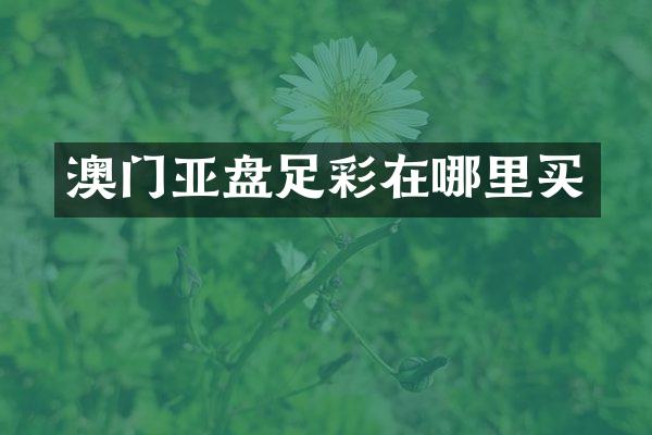 澳门亚盘在哪里买