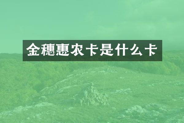 金穗惠农卡是什么卡