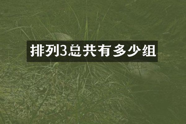 排列3总共有多少组