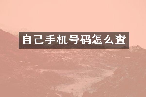 自己手机号码怎么查