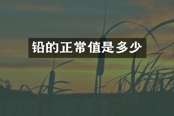 铅的正常值是多少
