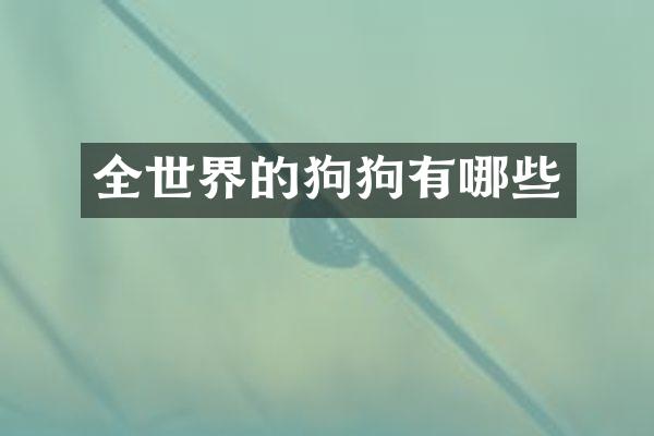 全世界的狗狗有哪些