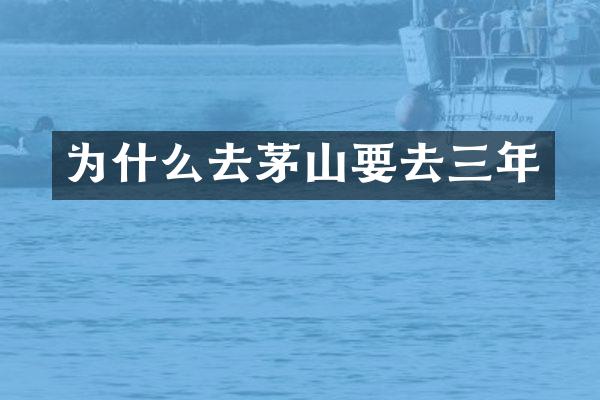 为什么去茅山要去三年