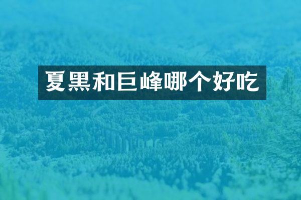 夏黑和巨峰哪个好吃