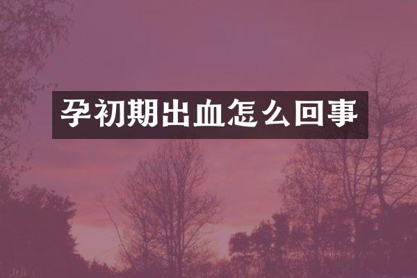孕初期出血怎么回事