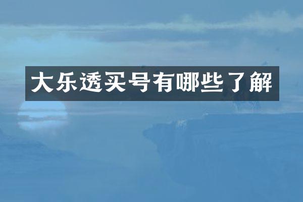 大买号有哪些了解