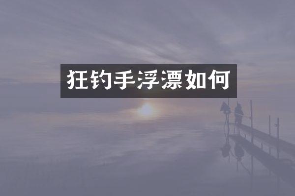 狂钓手浮漂如何