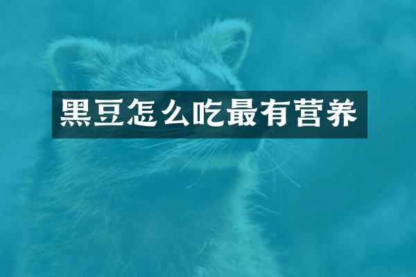 黑豆怎么吃最有营养
