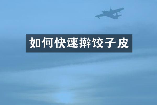 如何快速擀饺子皮