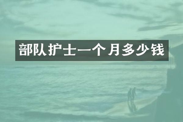部队护士一个月多少钱