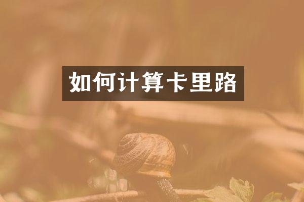 如何计算卡里路