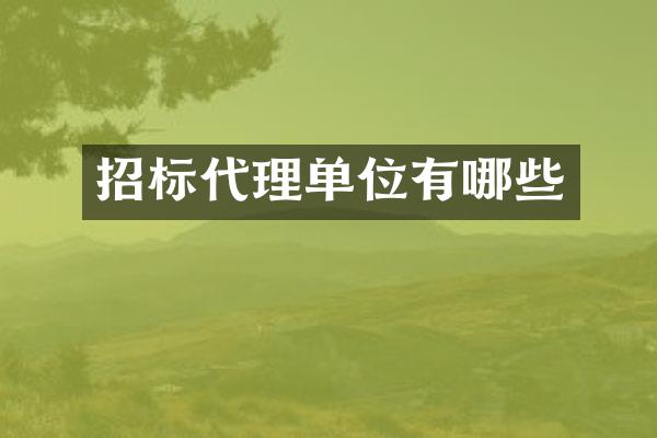 招标代理单位有哪些