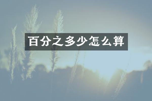 百分之多少怎么算