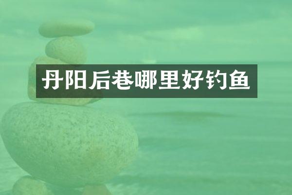 丹阳后巷哪里好钓鱼