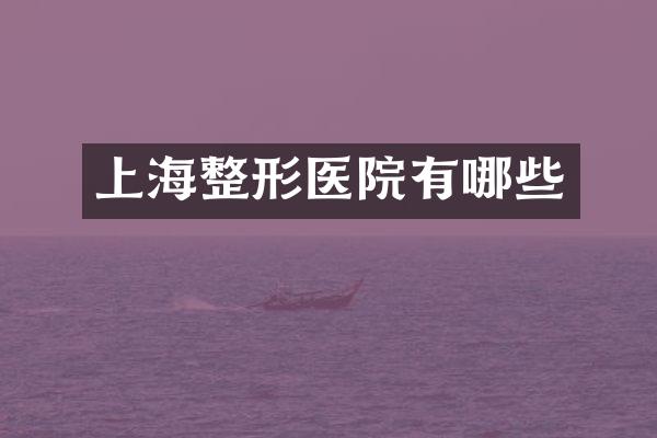 上海整形医院有哪些