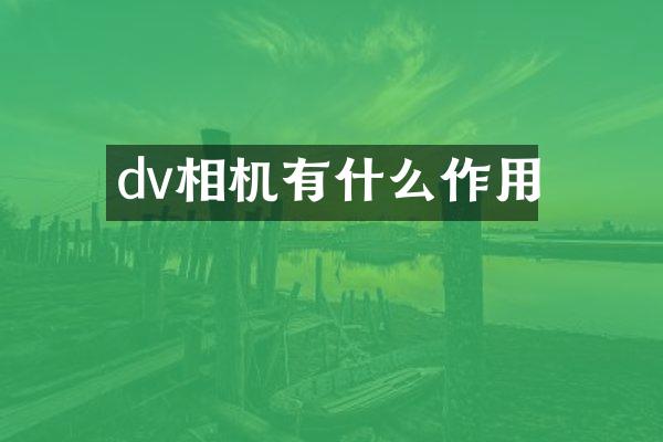 dv相机有什么作用