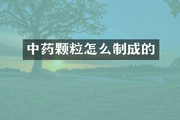 中药颗粒怎么制成的