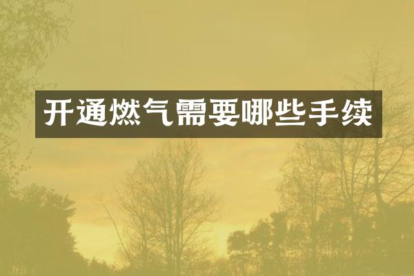 开通燃气需要哪些手续