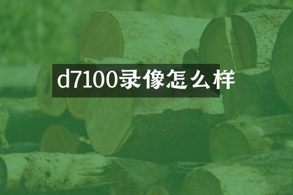 d7100录像怎么样