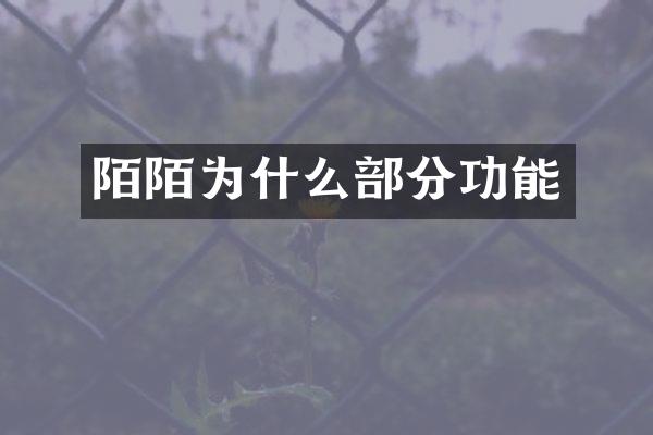 陌陌为什么部分功能