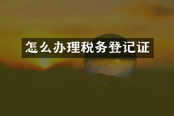 怎么办理税务登记证