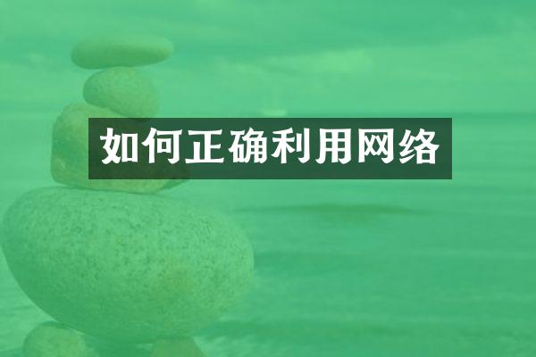 如何正确利用网络