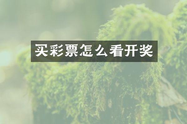 买彩票怎么看开奖