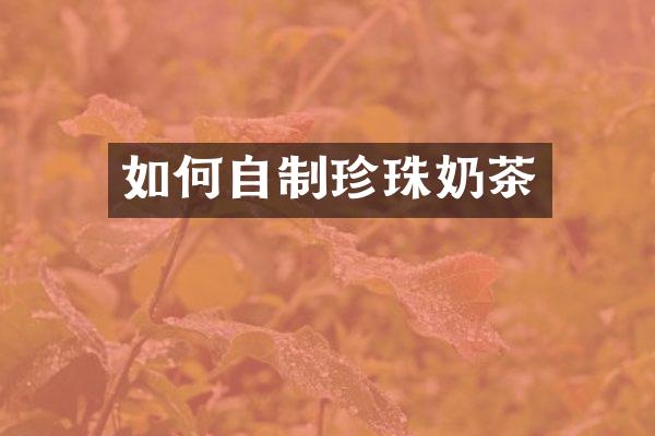 如何自制珍珠奶茶