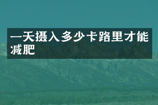 一天摄入多少卡路里才能减肥