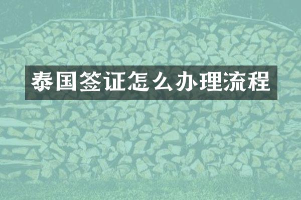 泰国签证怎么办理流程