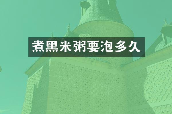 煮黑米粥要泡多久