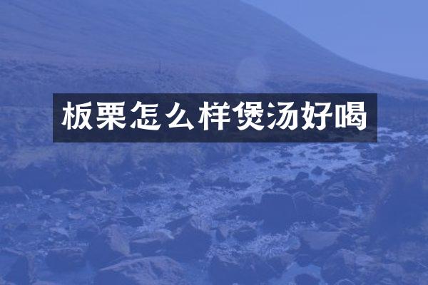 板栗怎么样煲汤好喝