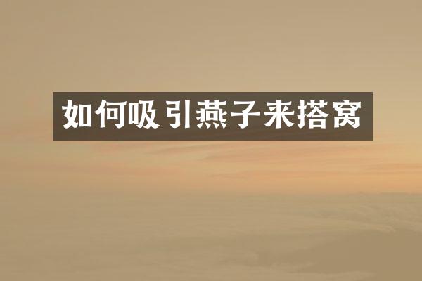 如何吸引燕子来搭窝