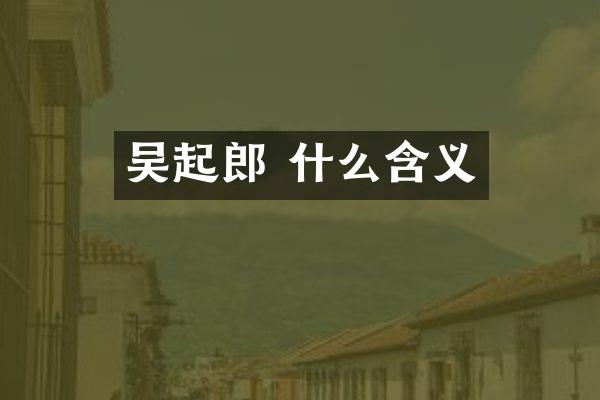 吴起郎 什么含义