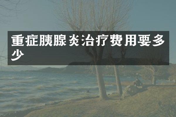 重症胰腺炎治疗费用要多少