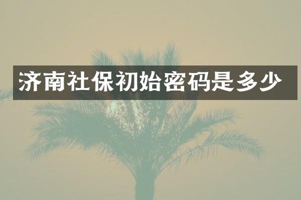 济南社保初始密码是多少