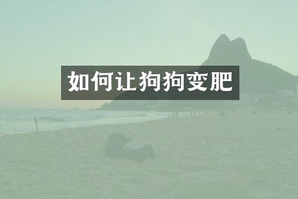 如何让狗狗变肥