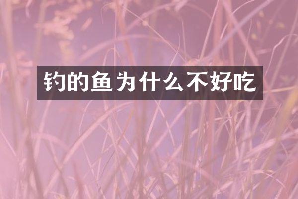 钓的鱼为什么不好吃