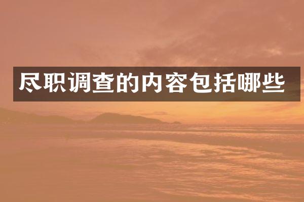 尽职调查的内容包括哪些