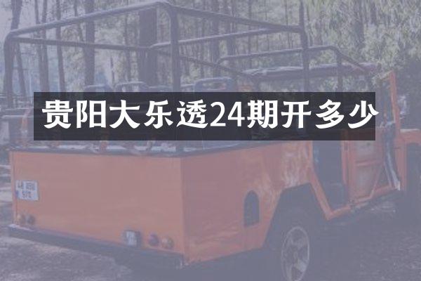 贵阳大24期开多少