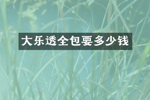 大全包要多少钱