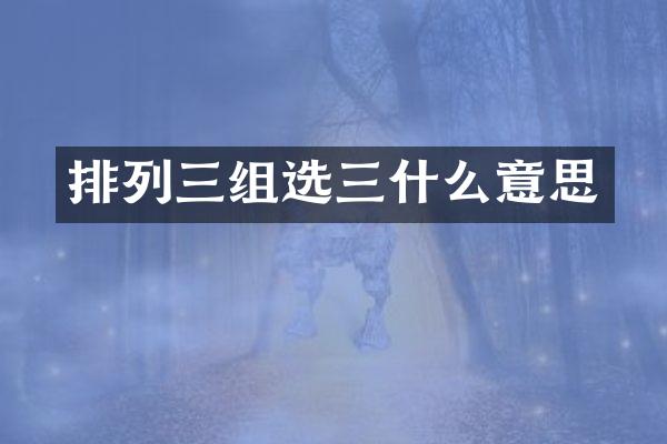 排列三组选三什么意思