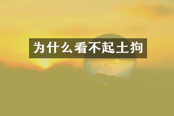 为什么看不起土狗