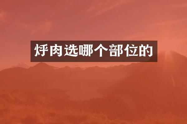 烀肉选哪个部位的