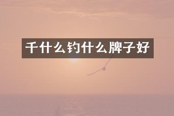 千什么钓什么牌子好