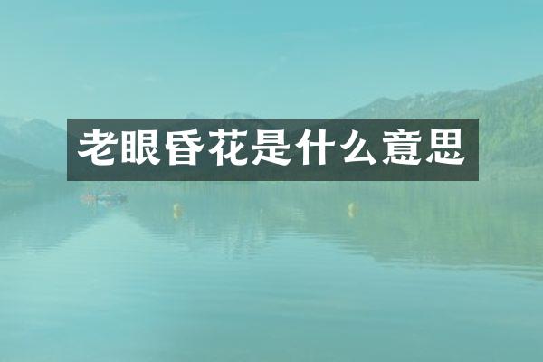 老眼昏花是什么意思