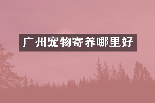 广州宠物寄养哪里好