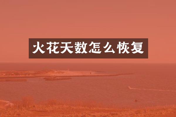 火花天数怎么恢复